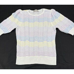 Loft Women's Small Multicolor Knit Sweater 81% Cotton Viscose Lightweight Pastel